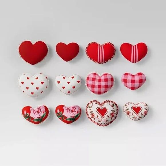 Threshold NEW NIB 12 Pc Mixed Pattern Heart Vase Filler Pink Red - Picture 3 of 8